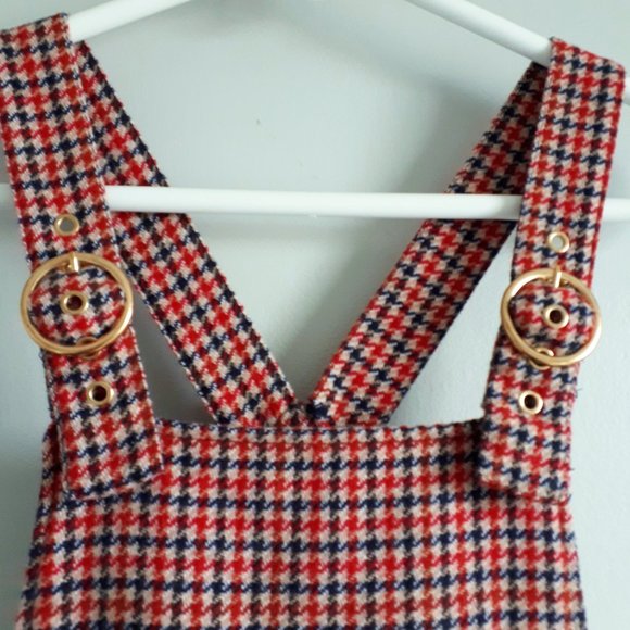 Forever 21 Red and Blue Wool Blend Pinafore Dress - Picture 4 of 10
